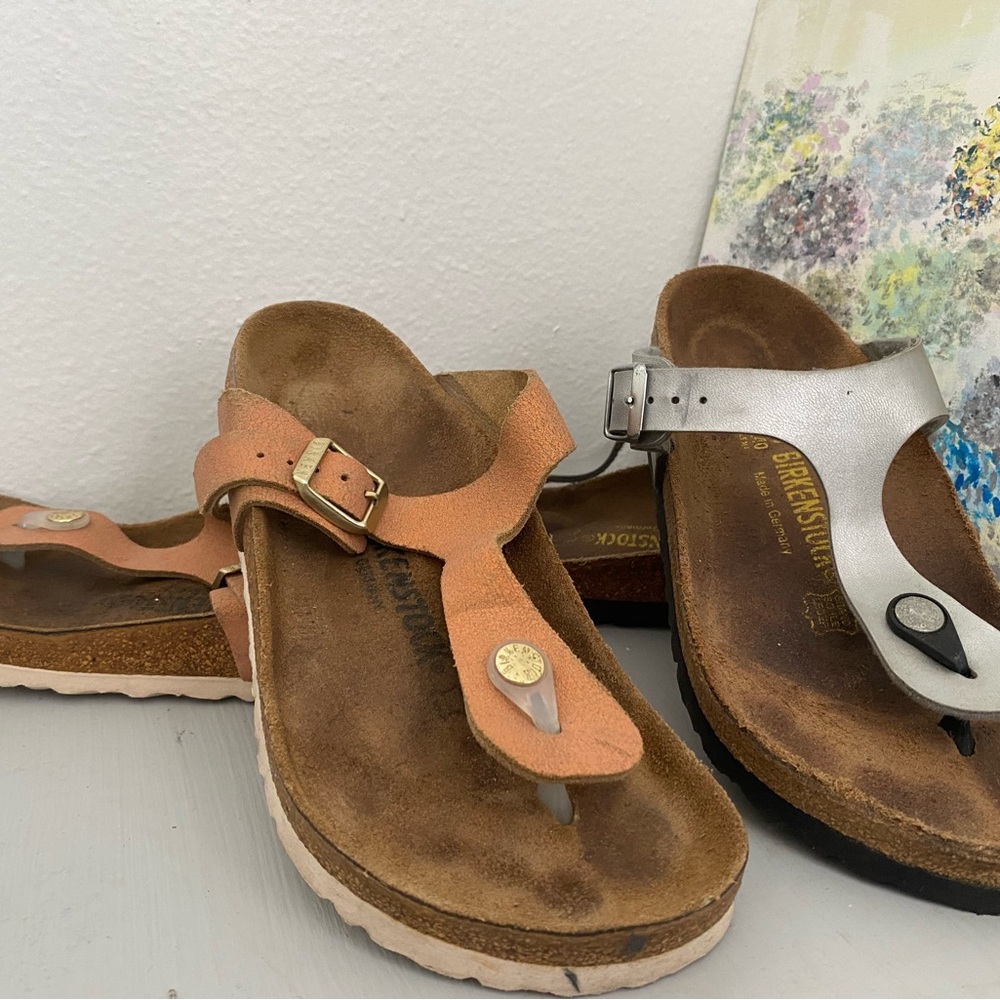 Lot 2 Pre-owned Birkenstock Gizeh Sandal Sz 37/6 Women’s